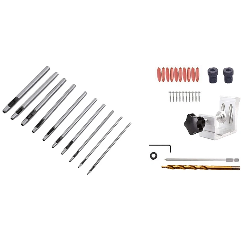 All-In-One Pocket Hole Jigs Set Pocket Hole Woodworking Tools With 10 Pcs Leather Hole Punch Cutter Hollow Punch Set
All-In-One Pocket Hole Jigs Set Pocket Hole Woodworking Tools With 10 Pcs Leather Hole Punch Cutter Hollow Punch Set