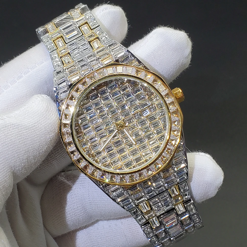 Hiphop MISSFOX Dropshipping Men's Iced Out Watches 18K Gold Baguette Diamond Quartz Wristwatch Stainless Steel AAA Golden Clock
Hiphop MISSFOX Dropshipping Men's Iced Out Watches 18K Gold Baguette Diamond Quartz Wristwatch Stainless Steel AAA Golden Clock