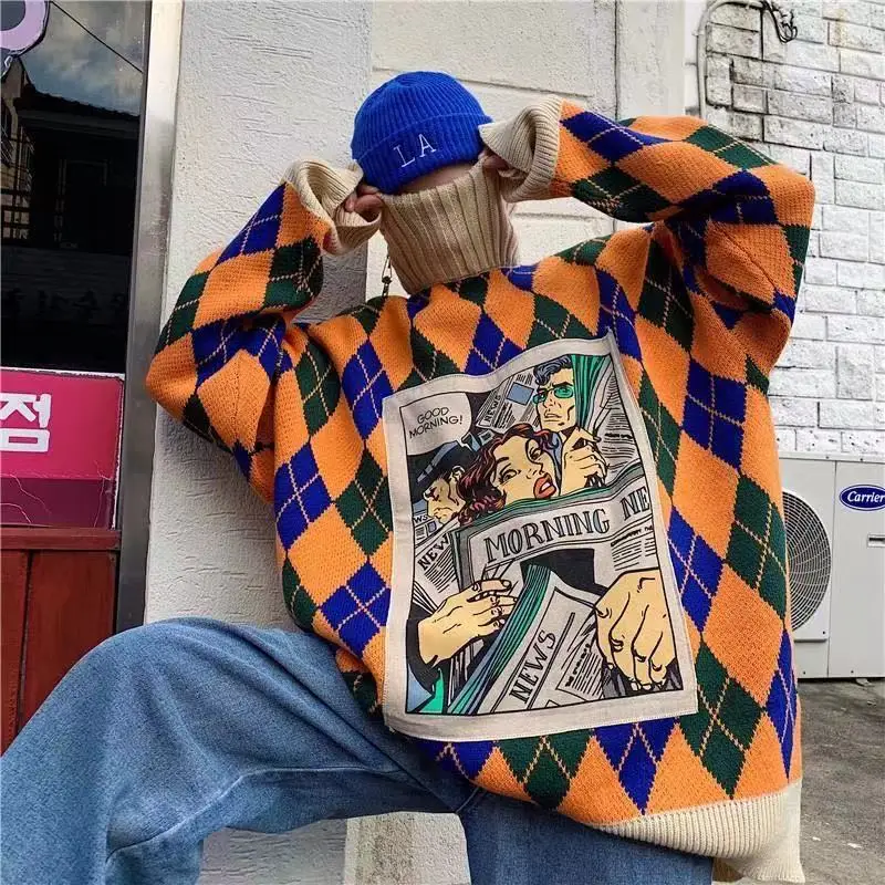 Y2K Street Style Harajuku Oversize Female Pullover Cartoon Patchwork Argyle Knit Women Sweaters Hip Hop 2021 Winter Clothing
Y2K Street Style Harajuku Oversize Female Pullover Cartoon Patchwork Argyle Knit Women Sweaters Hip Hop 2021 Winter Clothing