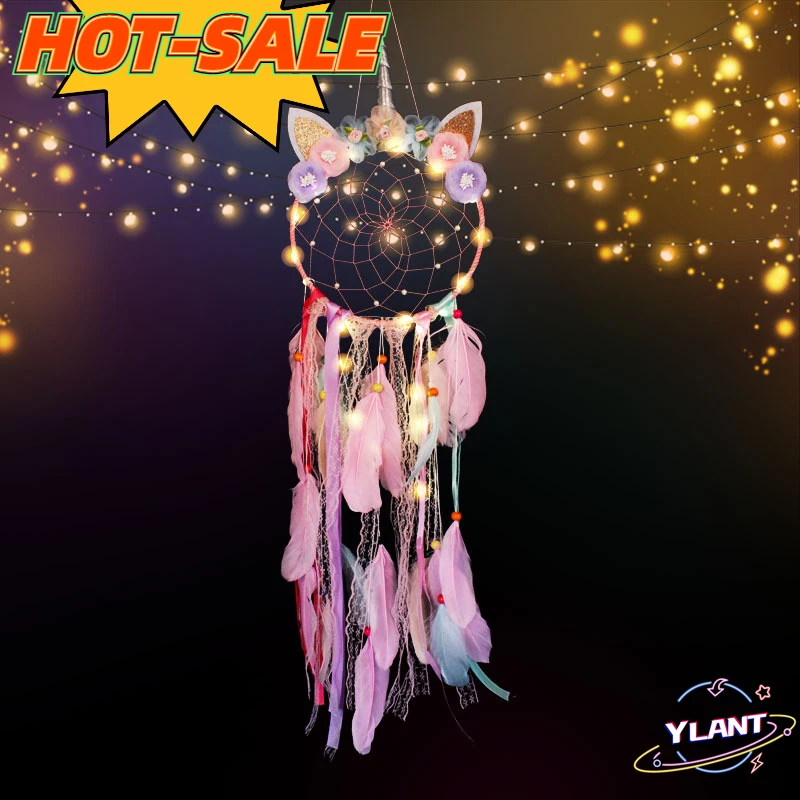 Wind Chimes Wall Ornament Hanging Dreamcatcher LED Lights Up Feather Unicorn Dream Catcher Bedroom Room Decoration for Kids Girl
Wind Chimes Wall Ornament Hanging Dreamcatcher LED Lights Up Feather Unicorn Dream Catcher Bedroom Room Decoration for Kids Girl