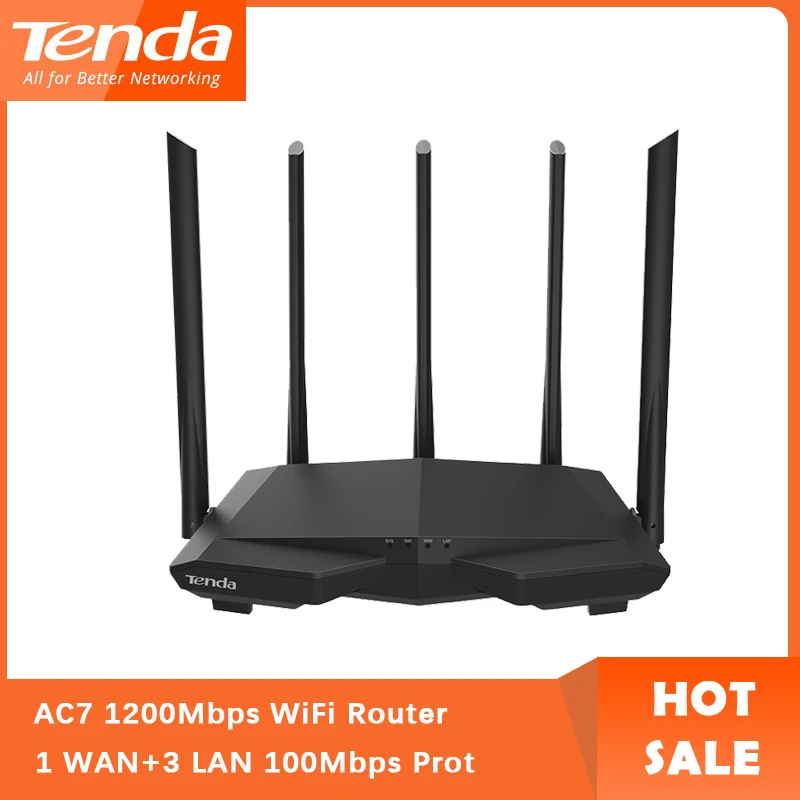 

Tenda AC7 wifi Routers 11AC 2.4Ghz/5.0Ghz Wi-fi Repeater 1*WAN+3*LAN 5*6dbi high gain Antennas Smart APP Manage English Firmware