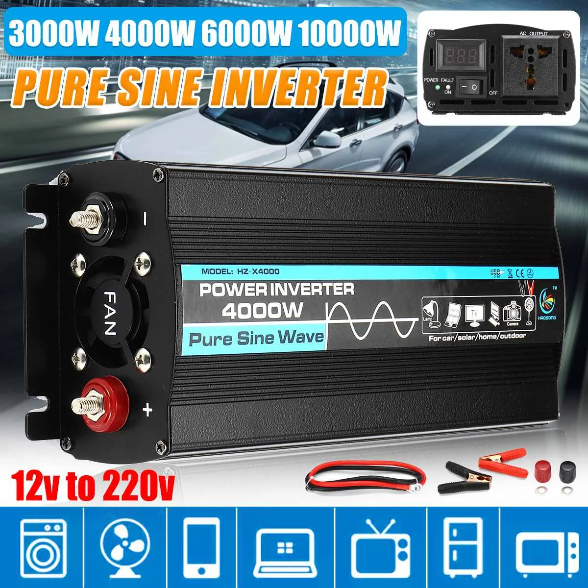 3000W/4000W/6000W/10000W DC 12V to AC 220V Pure Sine Wave Inverter Voltage Transformer Power Converter Solar Inverter
3000W/4000W/6000W/10000W DC 12V to AC 220V Pure Sine Wave Inverter Voltage Transformer Power Converter Solar Inverter