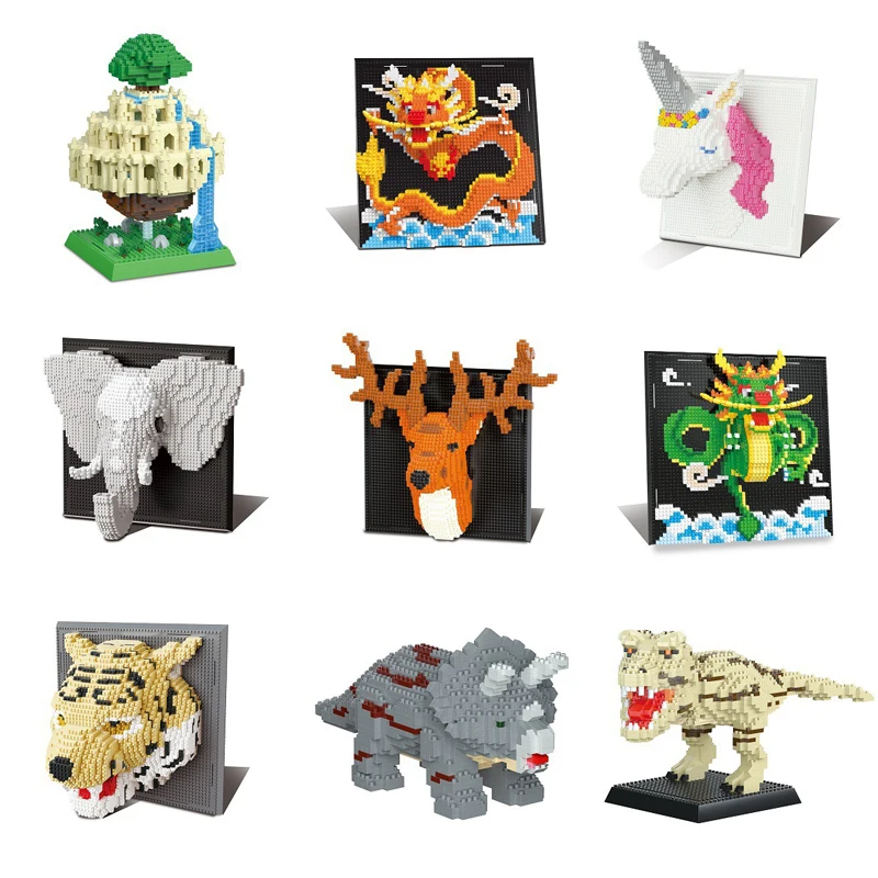 Diamond Animal Series Elephant Deer Head Tiger Head Pony Dinosaur Building Blocks Wild Animal Home Collection Home Decor Toy
Diamond Animal Series Elephant Deer Head Tiger Head Pony Dinosaur Building Blocks Wild Animal Home Collection Home Decor Toy