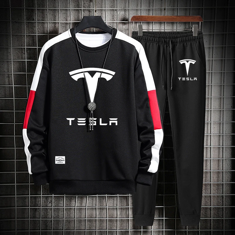 Spring Autumn Men's suits Tesla car logo printing Solid color stripe high quality cotton O-neck Men's pullover+pants 2-piece set
Spring Autumn Men's suits Tesla car logo printing Solid color stripe high quality cotton O-neck Men's pullover+pants 2-piece set