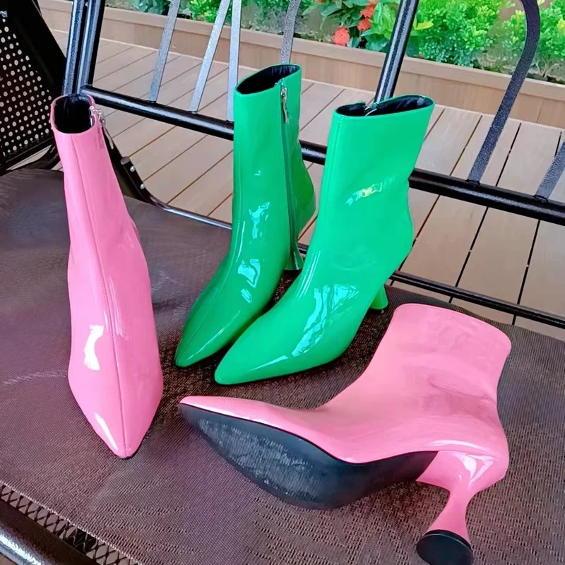 New Autumn Winter Colorful Patent Leather Women Short Boots Sexy Pointed Toe Ankle Boots Fashion High Heel Shoes Chelsea Booties
New Autumn Winter Colorful Patent Leather Women Short Boots Sexy Pointed Toe Ankle Boots Fashion High Heel Shoes Chelsea Booties
