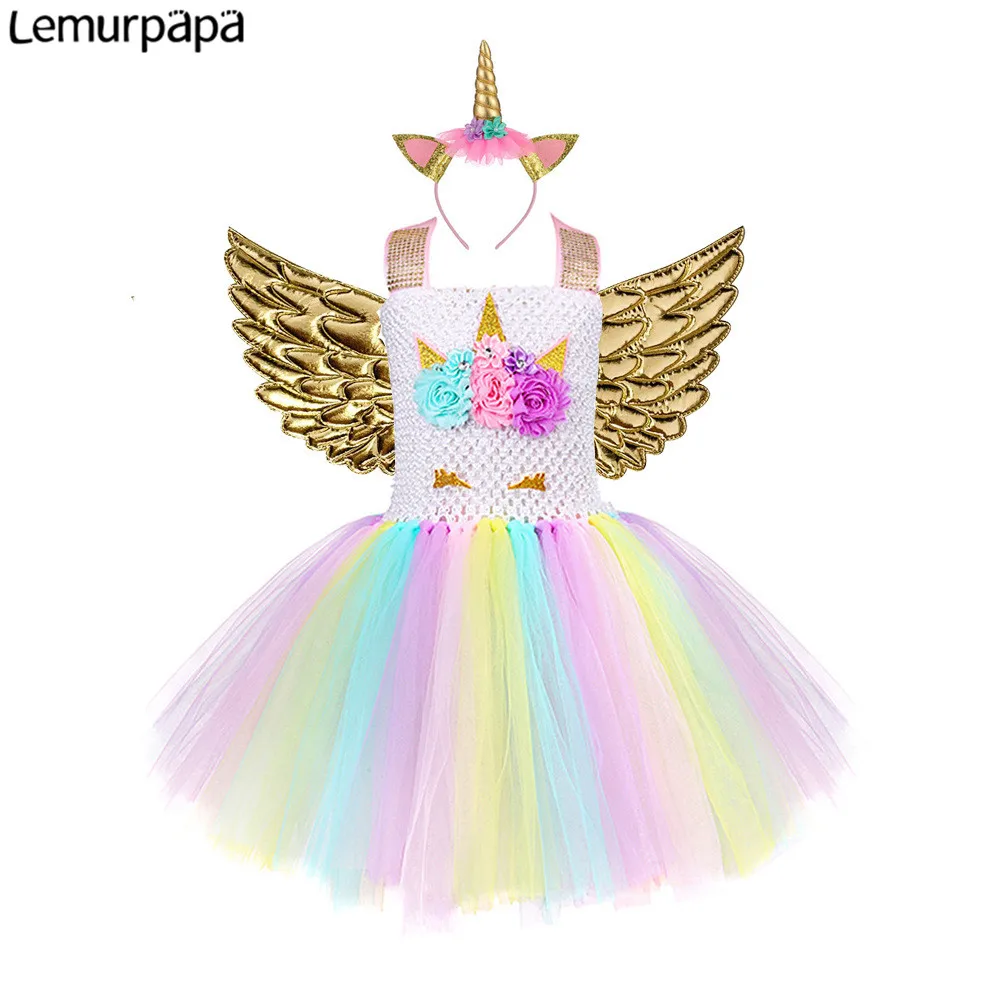Unicorn Kids Clothes Girls Evening Dress Fancy Up Tutu Party Dresses Rainbow Princess Cosplay Dressing Sequins Wings Halloween
Unicorn Kids Clothes Girls Evening Dress Fancy Up Tutu Party Dresses Rainbow Princess Cosplay Dressing Sequins Wings Halloween