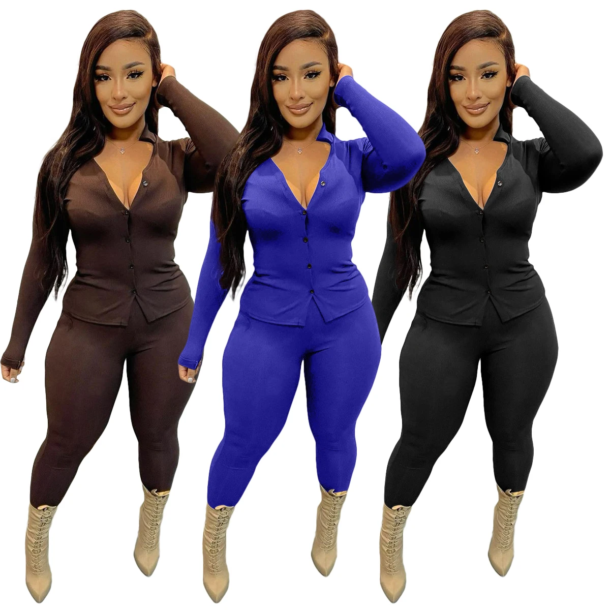 Европейский и американский стиль зима 2021 Сексуальная фотоблестящая пуговица с глубоким V-образным вырезом в полоску костюм из двух предмет... 
Европейский и американский стиль зима 2021 Сексуальная фотоблестящая пуговица с глубоким V-образным вырезом в полоску костюм из двух предмет...