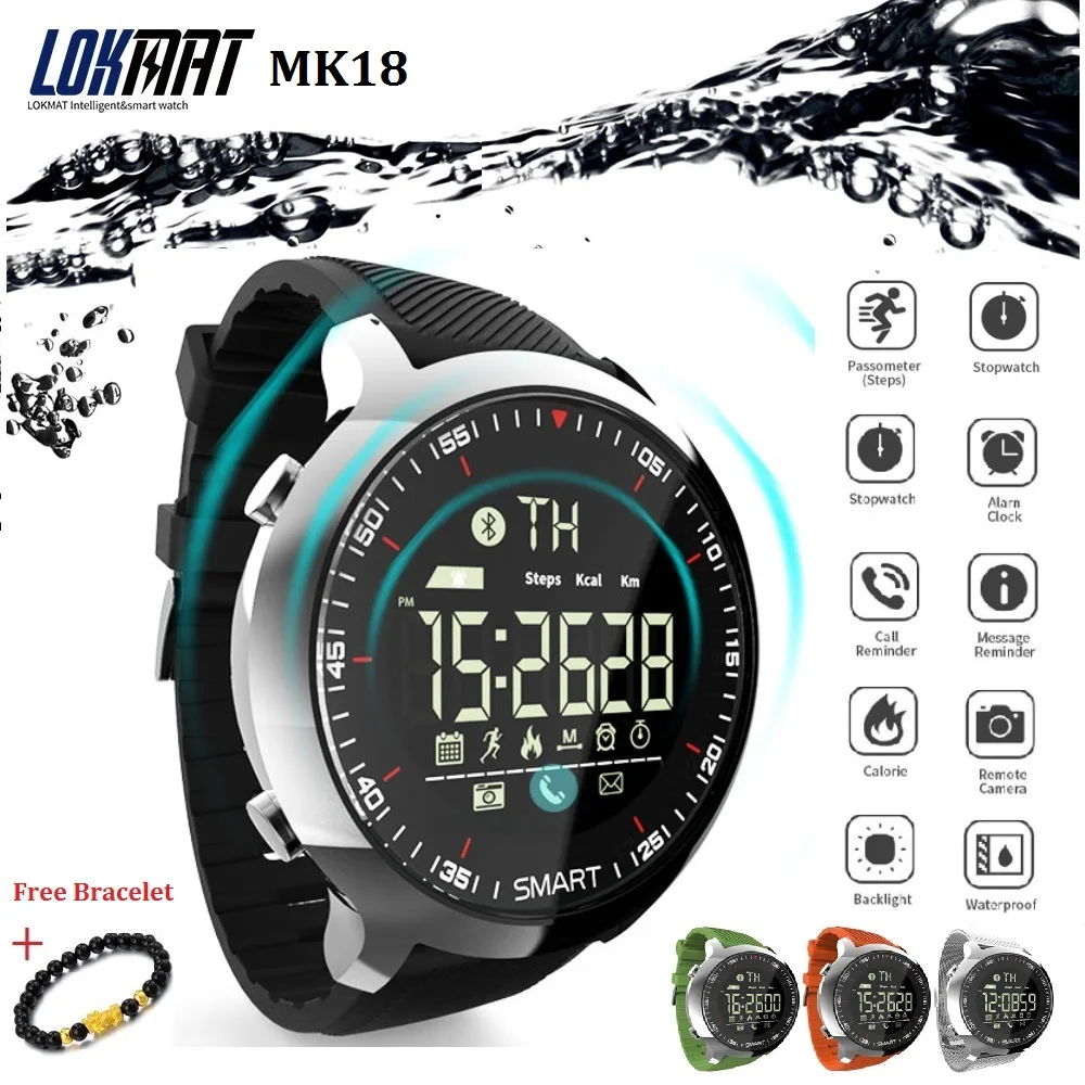 Смарт часы LOKMAT водостойкие IP68 Bluetooth с удаленной камерой|Смарт-часы| |