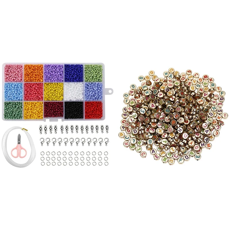 1000Pcs Acrylic Gold Bottom Colored English Letter Beads with 7500Pcs 3mm Glass Rice Bead Set
1000Pcs Acrylic Gold Bottom Colored English Letter Beads with 7500Pcs 3mm Glass Rice Bead Set