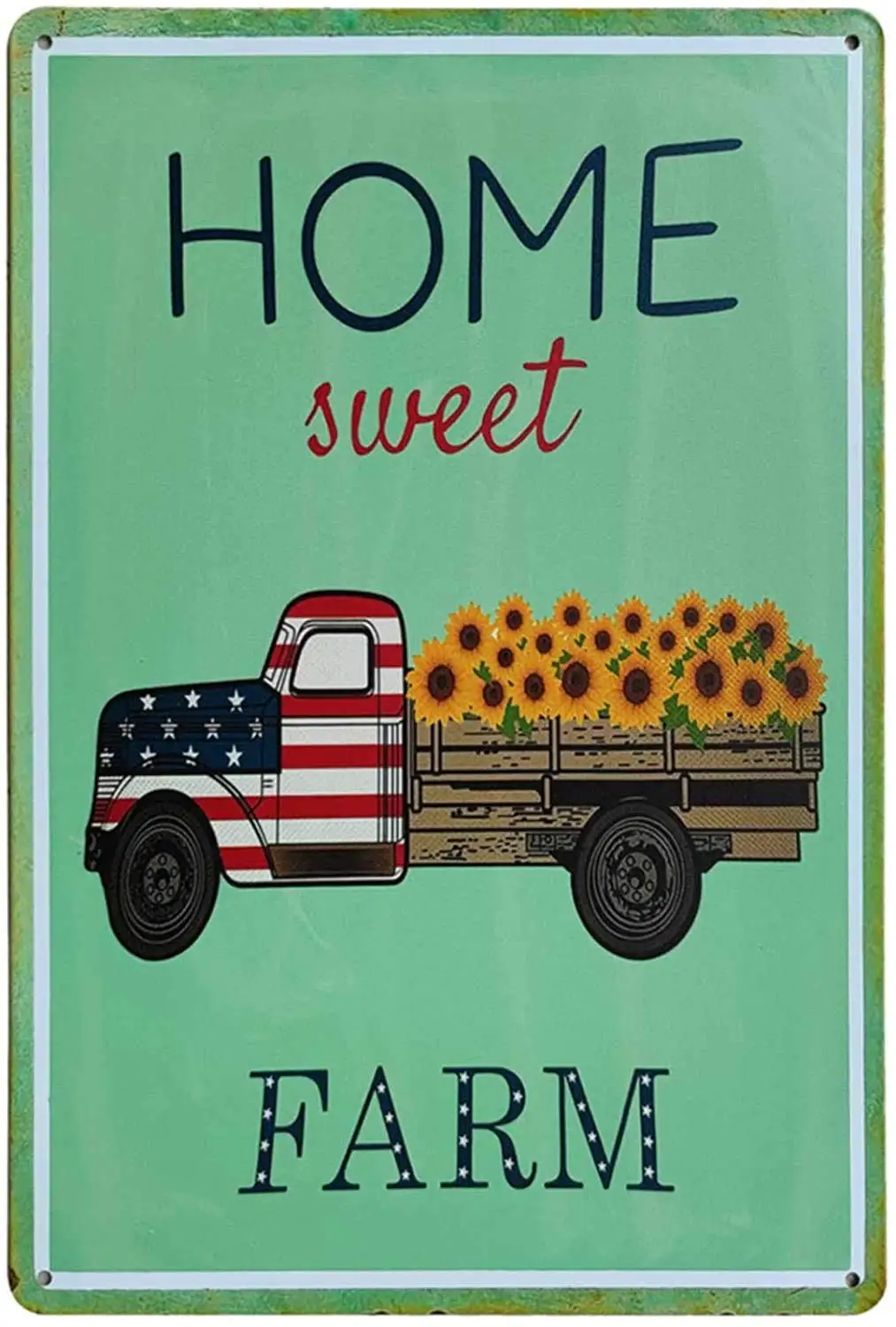 

Farm Truck Rustic Sunflower Flower Retro Vintage Farmhouse Wall Art Laundry Room Decor, Kitchen, Living Room, Bathroom & Be