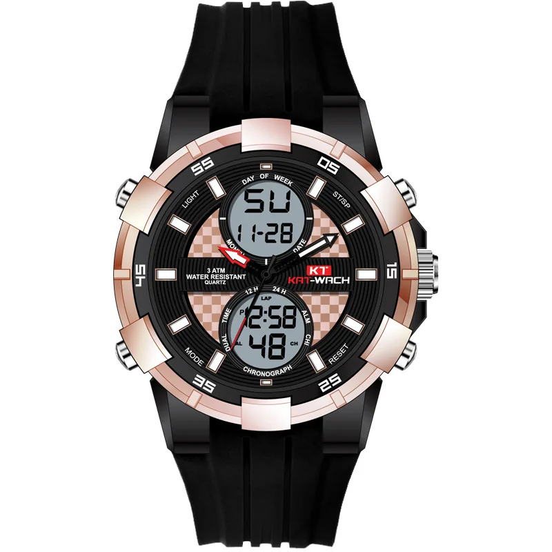 KT Men's New Alloy Double Display Waterproof Sports Electronic Watch Multifunctional Fashion Watch Luminous Watch
KT Men's New Alloy Double Display Waterproof Sports Electronic Watch Multifunctional Fashion Watch Luminous Watch