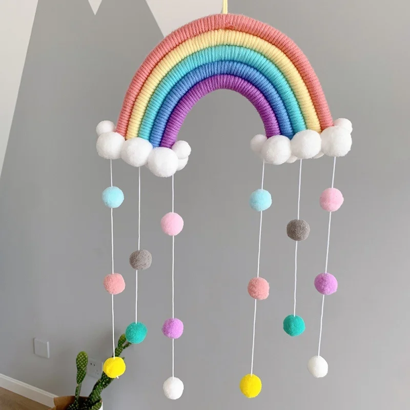 INS Style Room Handmade Woven Cotton Rope Rainbow Decoration Wall Hanging Decor With Felt Ball Photo Props dream catcher nordic
INS Style Room Handmade Woven Cotton Rope Rainbow Decoration Wall Hanging Decor With Felt Ball Photo Props dream catcher nordic