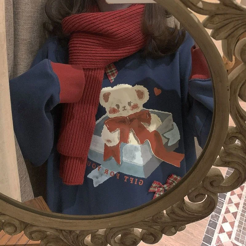 Winter new cute retro cartoon bear loose round neck sweatshirt female Harajuku loose bf student Japanese top graphic hoodies
Winter new cute retro cartoon bear loose round neck sweatshirt female Harajuku loose bf student Japanese top graphic hoodies