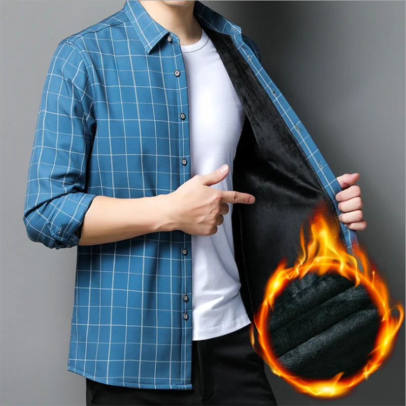 Men Business Shirt Liner Flannel Velvet Classic Plaid Long Sleeve Office Formal Smart Style Male Warm Jacket Loose Blouse
Men Business Shirt Liner Flannel Velvet Classic Plaid Long Sleeve Office Formal Smart Style Male Warm Jacket Loose Blouse