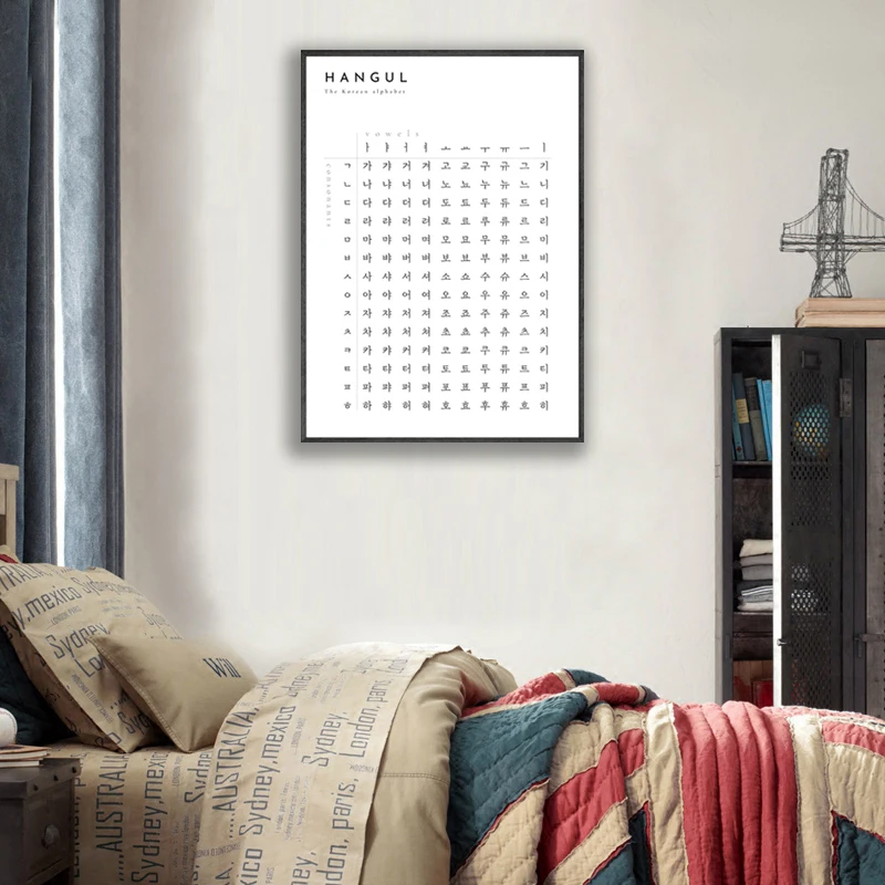 Korean Hangul Alphabet Learning Chart Poster Black and White Canvas Painting and Prints Kids Room Wall Art Pictures Home Decor
Korean Hangul Alphabet Learning Chart Poster Black and White Canvas Painting and Prints Kids Room Wall Art Pictures Home Decor