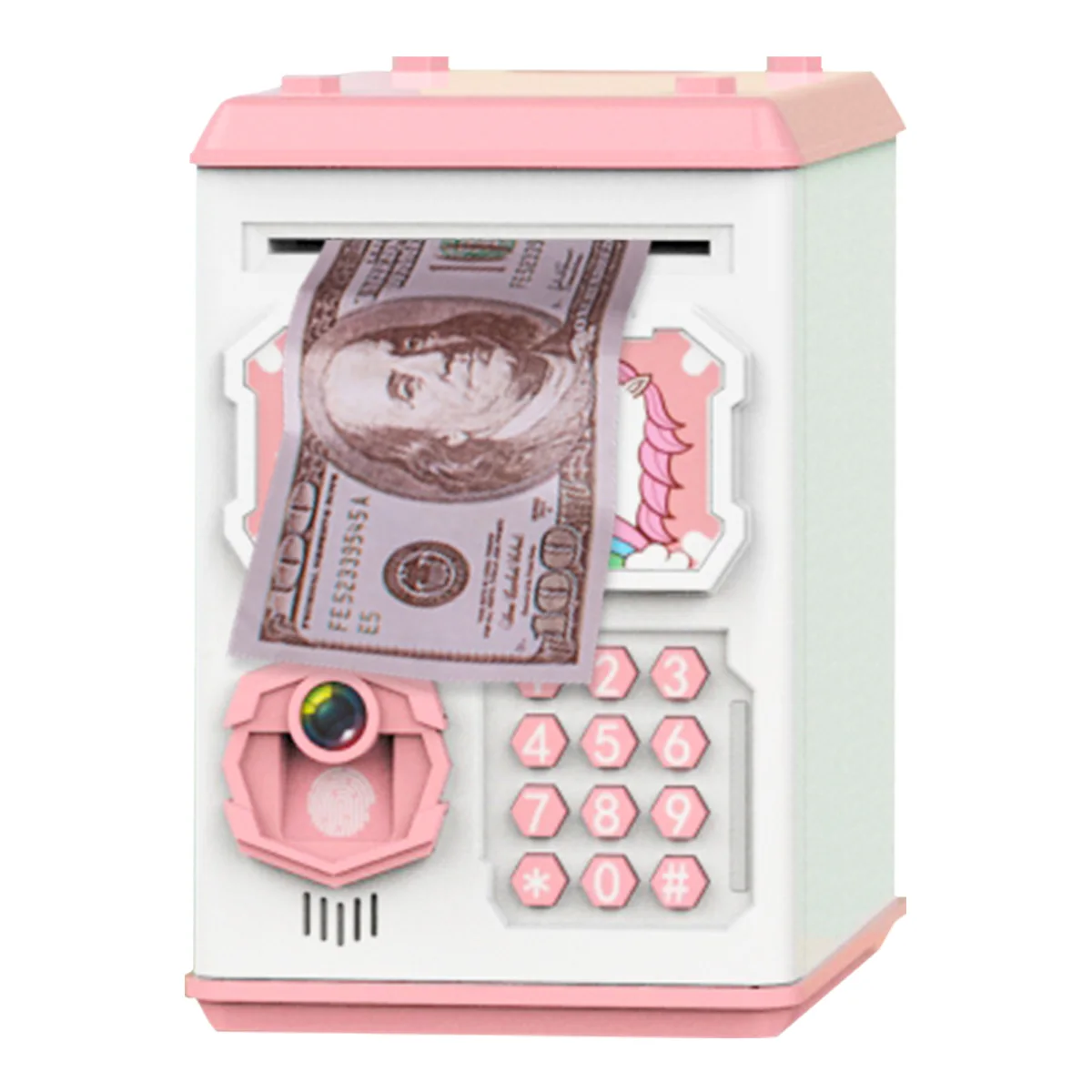 Electronic Piggy Bank Scroll Paper Banknote Money Boxes Simulated Face Recognition ATM Machine Password Money Saving Box for Kid
Electronic Piggy Bank Scroll Paper Banknote Money Boxes Simulated Face Recognition ATM Machine Password Money Saving Box for Kid