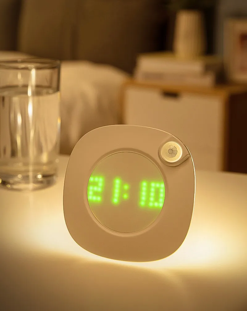 Светодиодные ночные часы с датчиком движения магнитные цифровые настенные для