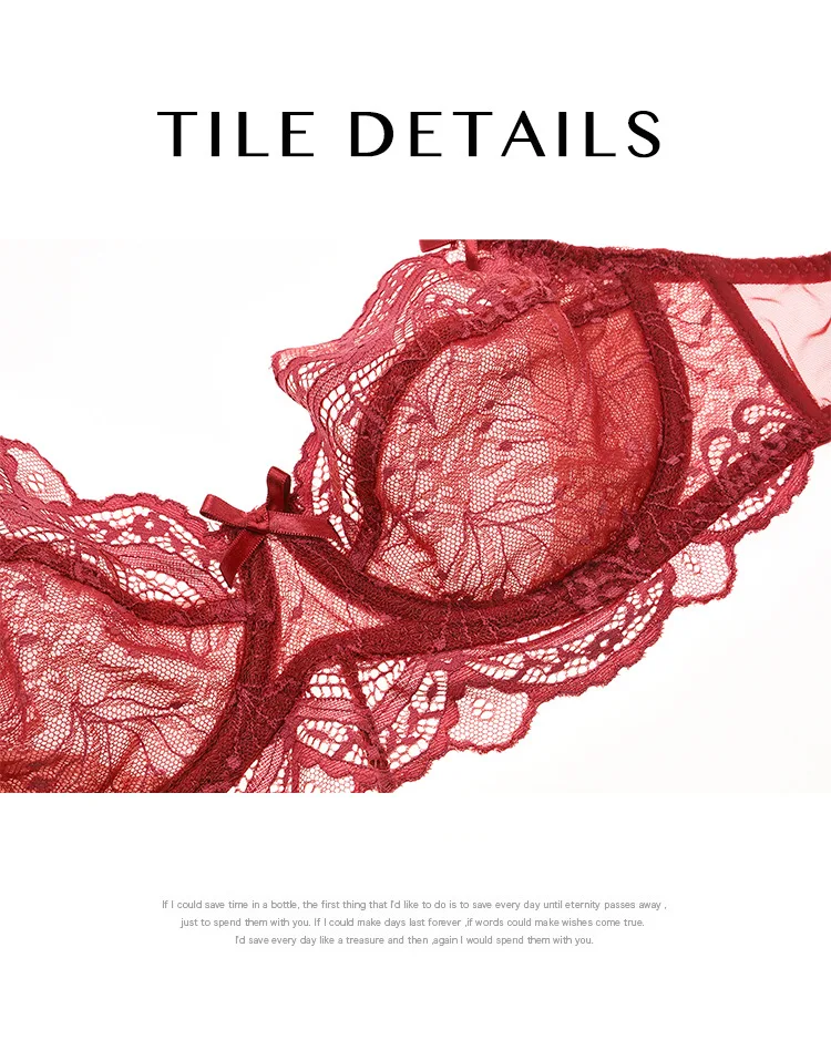 Women's New Lace Bra and Panty Set without Chest Pads Sexy lace ultra-thin mesh, transparent and breathable big size bra set
Women's New Lace Bra and Panty Set without Chest Pads Sexy lace ultra-thin mesh, transparent and breathable big size bra set