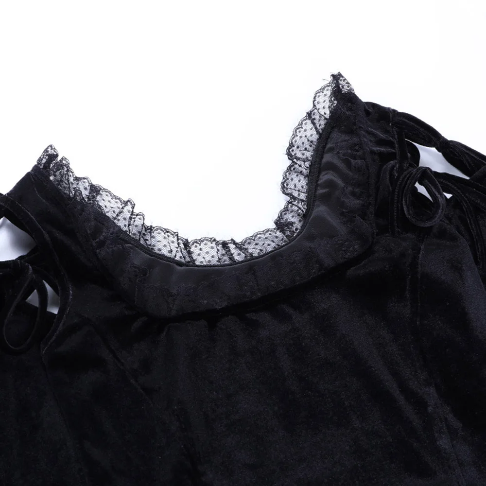 Gothic T-Shirt Popular Hot Sale Hipster Autumn Women Fashion Creative Designer Lace Splicing Thin Square Collar Flared Sleeves
Gothic T-Shirt Popular Hot Sale Hipster Autumn Women Fashion Creative Designer Lace Splicing Thin Square Collar Flared Sleeves