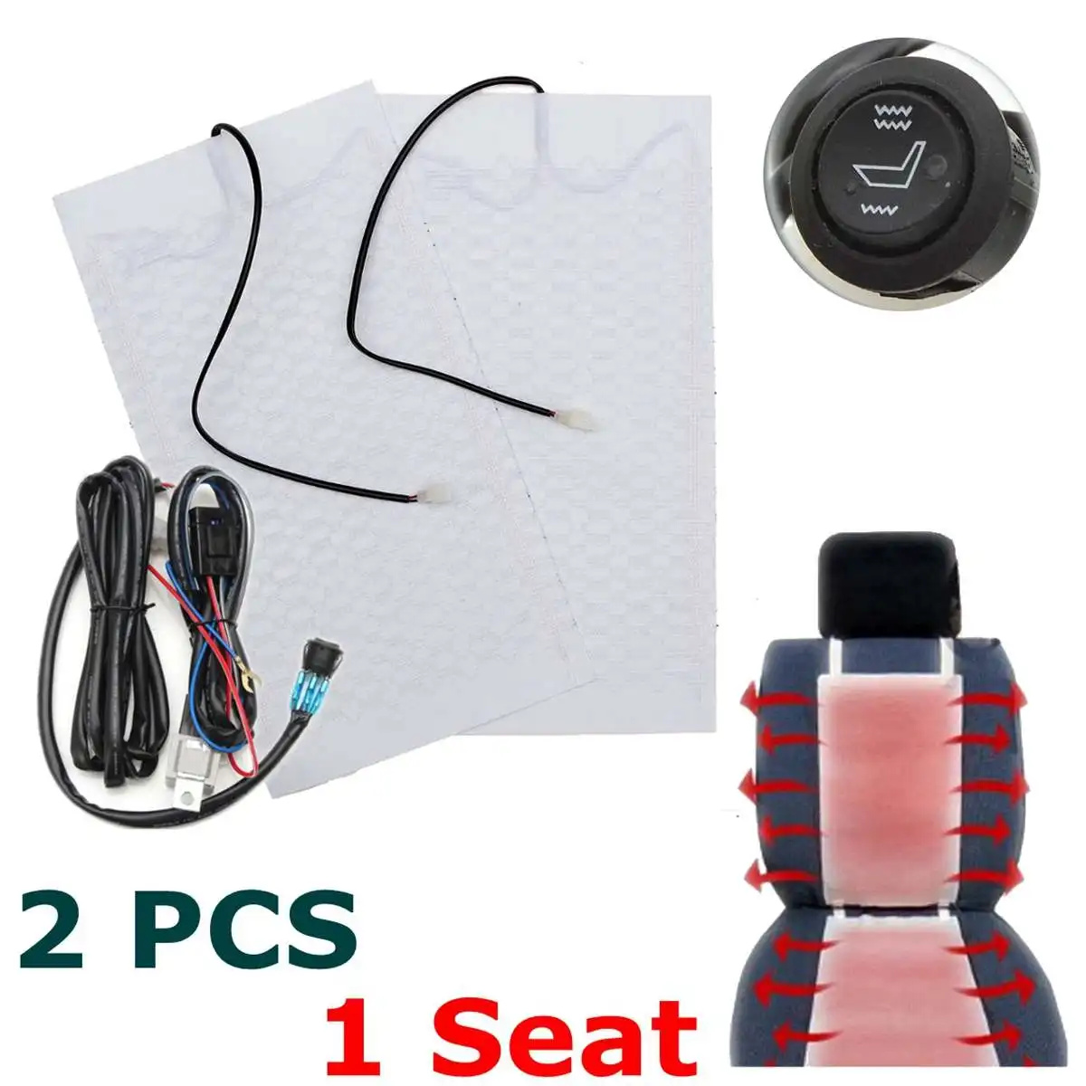 2pcs Seat 12V Adjustable Universal Car Heated Seat Pads Carbon Fiber For 1 Seat With Round Switch Winter Warmer Covers Kit
2pcs Seat 12V Adjustable Universal Car Heated Seat Pads Carbon Fiber For 1 Seat With Round Switch Winter Warmer Covers Kit