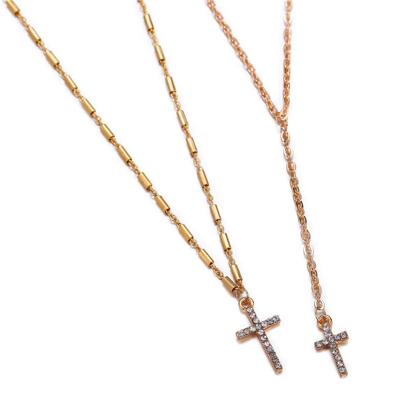 JESSIC Fashion Gold Color Crystal Cross Necklaces Pendants Bohemian Double Layered Necklace Catholic Religious Christian Jewelry
JESSIC Fashion Gold Color Crystal Cross Necklaces Pendants Bohemian Double Layered Necklace Catholic Religious Christian Jewelry