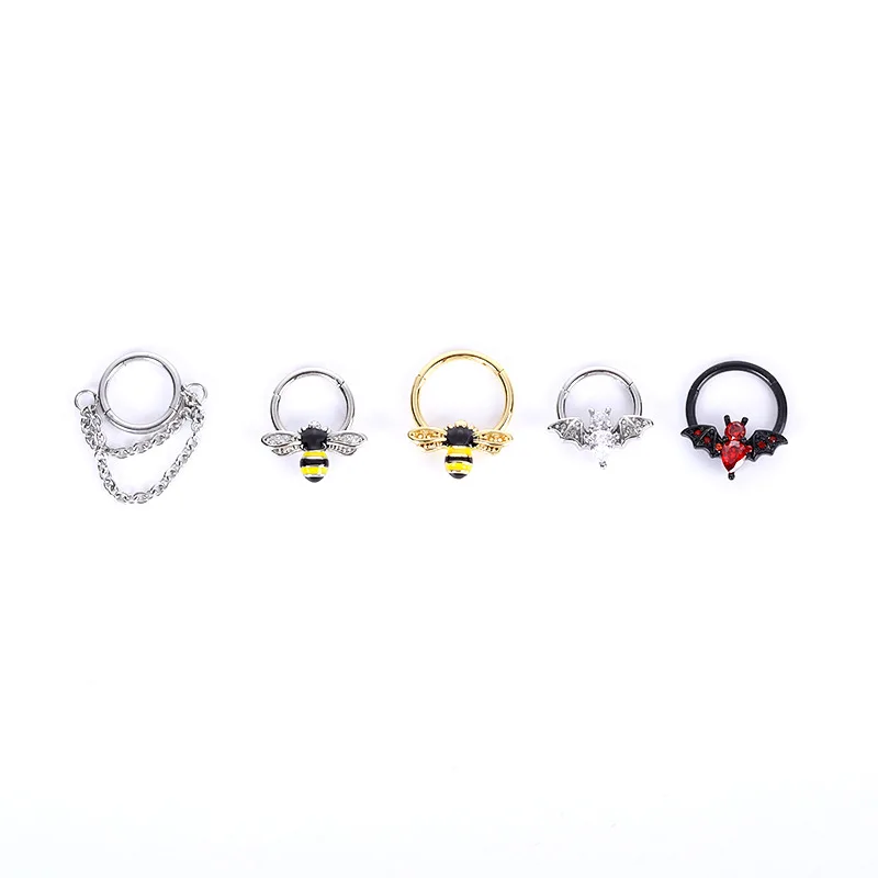 1PCS Surgical Steel Zircon Septum Clicker Piercing Bee Nose Ring Body Piercing Hanger Clip On Piercing Jewelry
1PCS Surgical Steel Zircon Septum Clicker Piercing Bee Nose Ring Body Piercing Hanger Clip On Piercing Jewelry