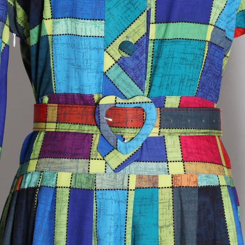 Hit Color Dress For Women Lapel Collar Long Lantern Sleeve High waist Symmetrical Check Midi Female Christmas Dresses Fashion
Hit Color Dress For Women Lapel Collar Long Lantern Sleeve High waist Symmetrical Check Midi Female Christmas Dresses Fashion