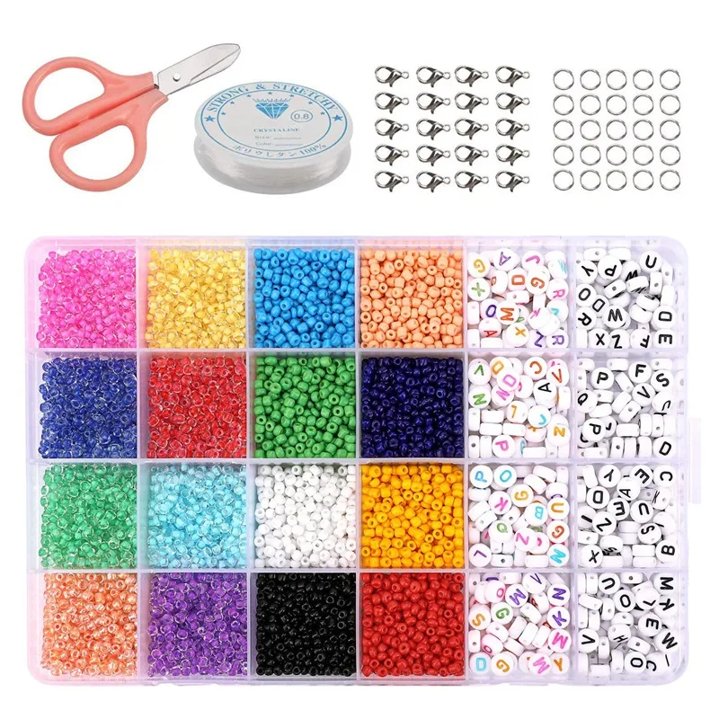 6600 3MM Glass Seed Beads and 440 Alphabet Letter Beads Set for Jewelry Bracelets Making
6600 3MM Glass Seed Beads and 440 Alphabet Letter Beads Set for Jewelry Bracelets Making