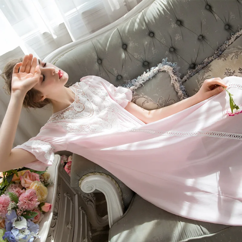 Women Sleepwear Princess Sleeping Skirt Long Sleeve Lace Dress French Court Cotton Retro Victorian Nightgown Elegant Romantic
Women Sleepwear Princess Sleeping Skirt Long Sleeve Lace Dress French Court Cotton Retro Victorian Nightgown Elegant Romantic