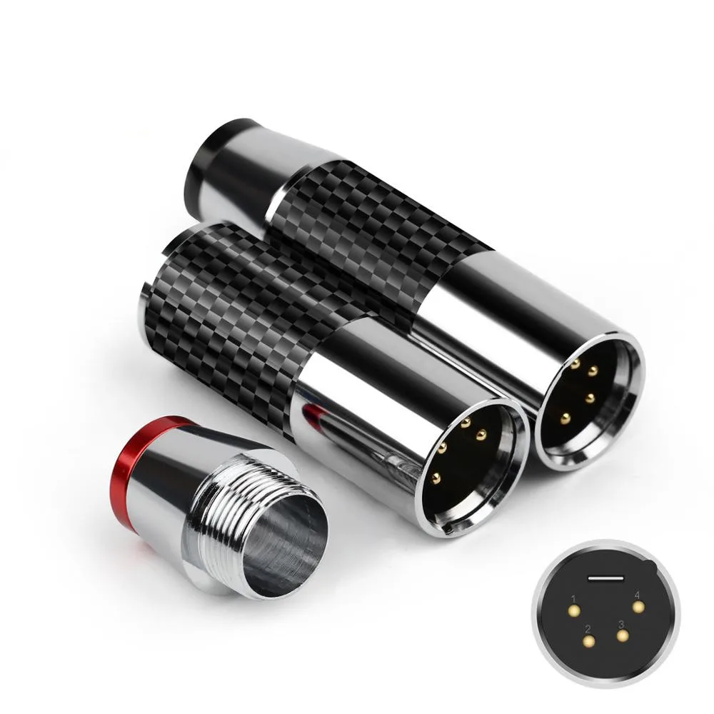 Разъем XLR 4-контактный из углеродного волокна позолоченный нержавеющей стали