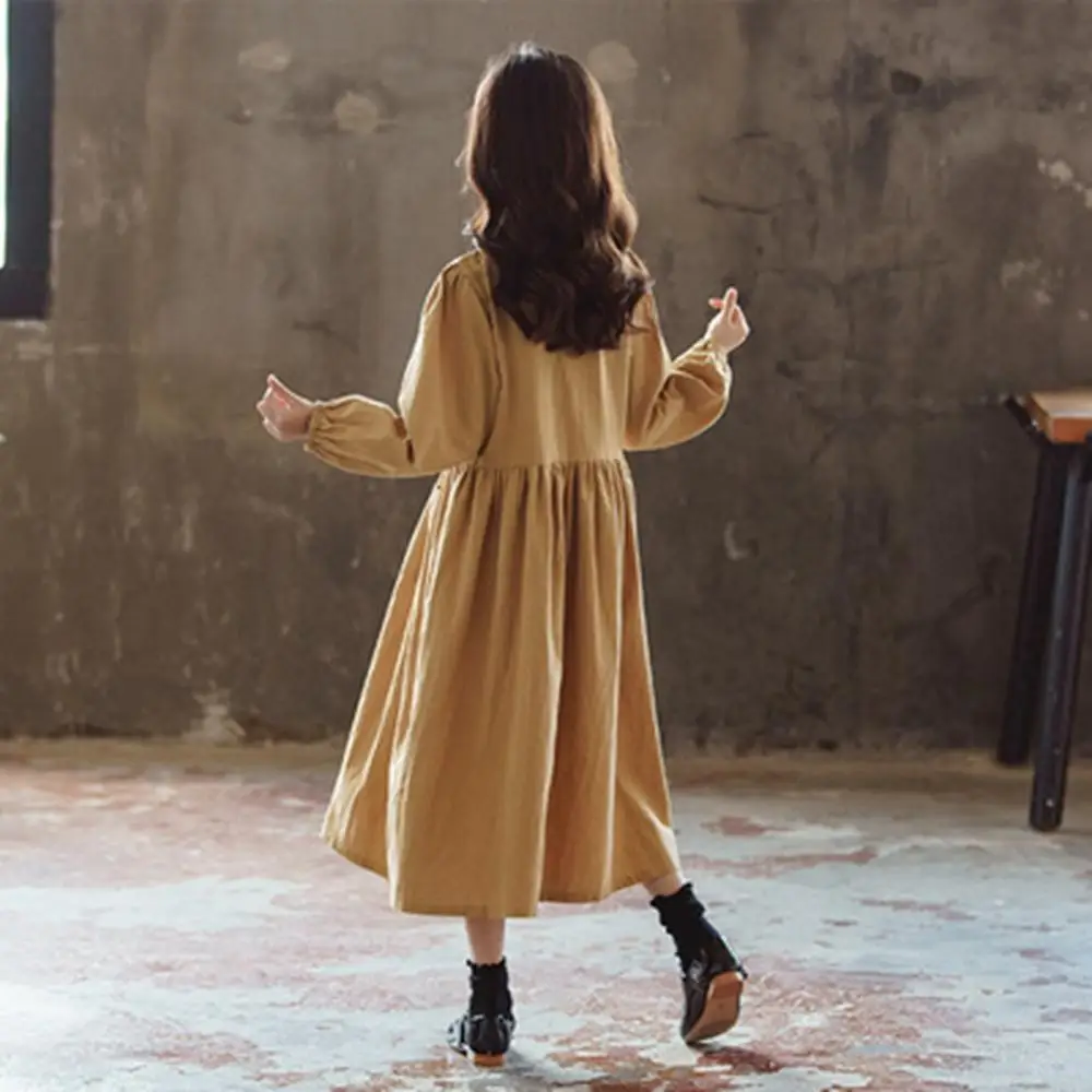2020 Autumn Kids Girls Full Shirts Dresses for Girls Mid-Calf Long Sleeve Dress Children Cotton Linen Solid Dress with Button
2020 Autumn Kids Girls Full Shirts Dresses for Girls Mid-Calf Long Sleeve Dress Children Cotton Linen Solid Dress with Button