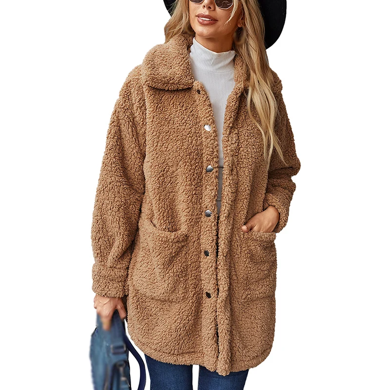 Women's Long Fleece Jacket Button Down Pocket Outfit Warm Outerwear Coat With Pockets Winter
Women's Long Fleece Jacket Button Down Pocket Outfit Warm Outerwear Coat With Pockets Winter