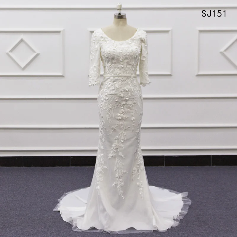 Molanda Hung High Quality Custom Made Bridal Gown O-Neck Half Sleeve Mermaid Appliques Buttons Global Shipping SJ151
Molanda Hung High Quality Custom Made Bridal Gown O-Neck Half Sleeve Mermaid Appliques Buttons Global Shipping SJ151