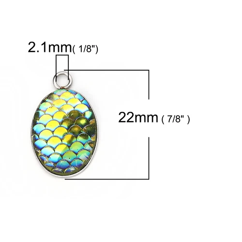 New Hot 304 Stainless Steel & Resin Mermaid Fish Dragon Scale Charms Oval AB Silver Color 22mm( 7/8") x 13mm( 4/8"), 10 PCs
New Hot 304 Stainless Steel & Resin Mermaid Fish Dragon Scale Charms Oval AB Silver Color 22mm( 7/8") x 13mm( 4/8"), 10 PCs