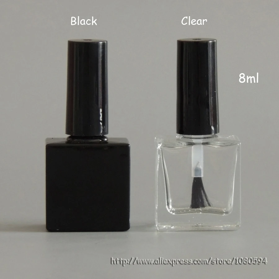 100 шт./лот 8-10 мл пустая квадратная стеклянная бутылка для лака ногтей в УФ черном и