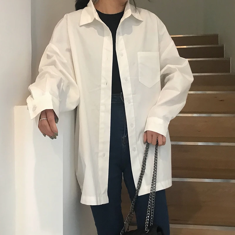 Women Streetwear Loose Chiffon Top Blouse Femme Button Pocket Womens Casual Long White Shirt Woman Long Sleeves Blouses Shirts
Women Streetwear Loose Chiffon Top Blouse Femme Button Pocket Womens Casual Long White Shirt Woman Long Sleeves Blouses Shirts