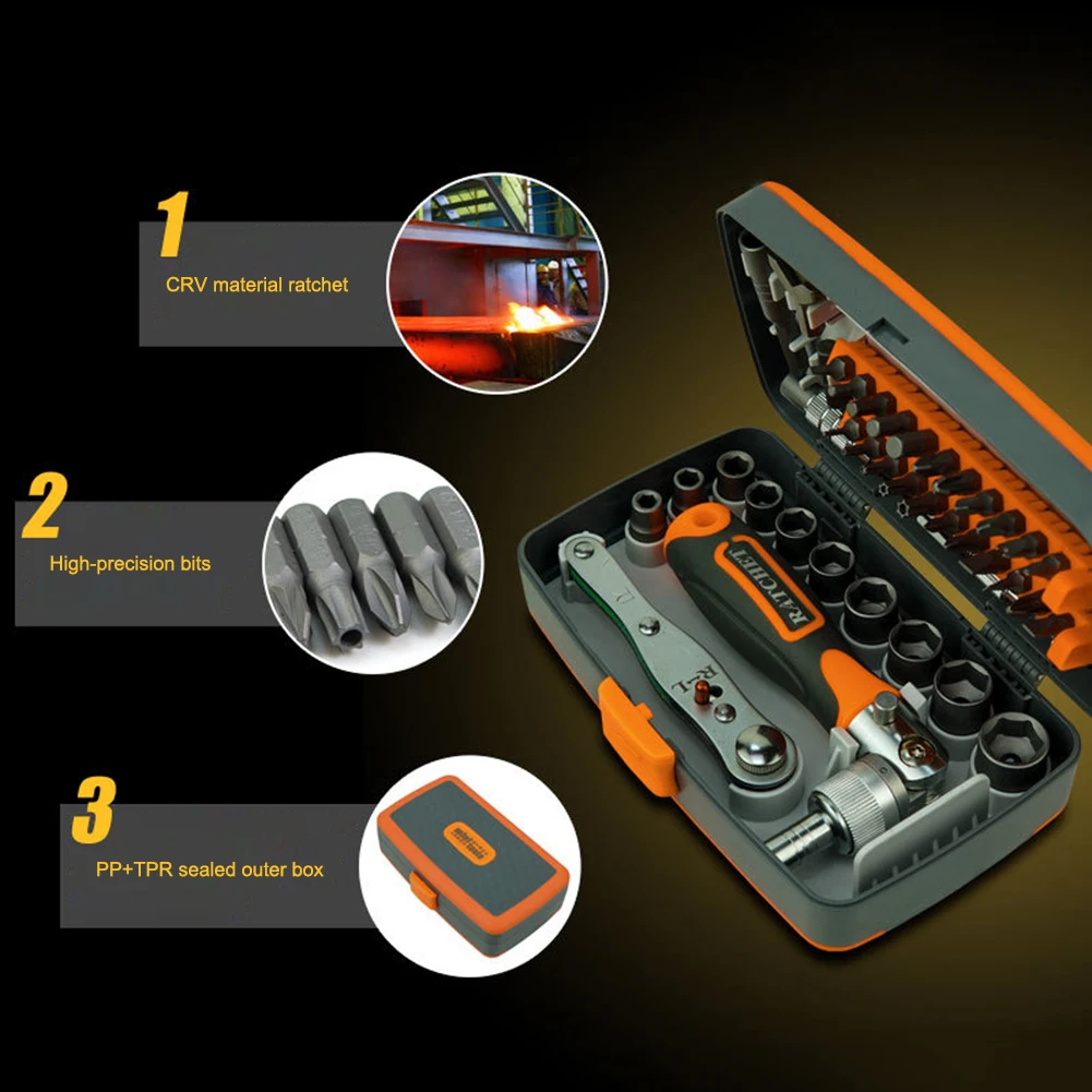 38 in 1 Hand Tools Set Box Mini Screwdriver Bit Car Repair Tool Professional Socket Wrench Ratchets Combo Kit Multitool for Auto 
38 in 1 Hand Tools Set Box Mini Screwdriver Bit Car Repair Tool Professional Socket Wrench Ratchets Combo Kit Multitool for Auto