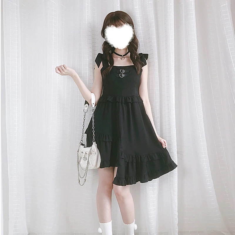 2021 Fashion Black Suspender Pleated Dress Kawaii Love Shape Irregular Mini Dresses Japanese JK Sleeveless Dark Street Clothing
2021 Fashion Black Suspender Pleated Dress Kawaii Love Shape Irregular Mini Dresses Japanese JK Sleeveless Dark Street Clothing