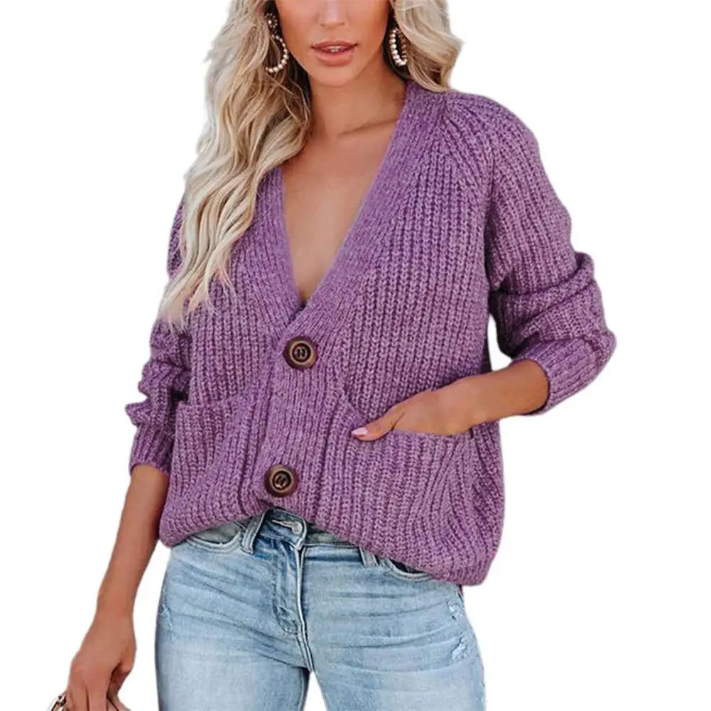 Women Cardigan Long Sleeve Solid Color Pockets V Neck Single-breasted Warm Sweater Ladies Jumpers Autumn Winter
Women Cardigan Long Sleeve Solid Color Pockets V Neck Single-breasted Warm Sweater Ladies Jumpers Autumn Winter