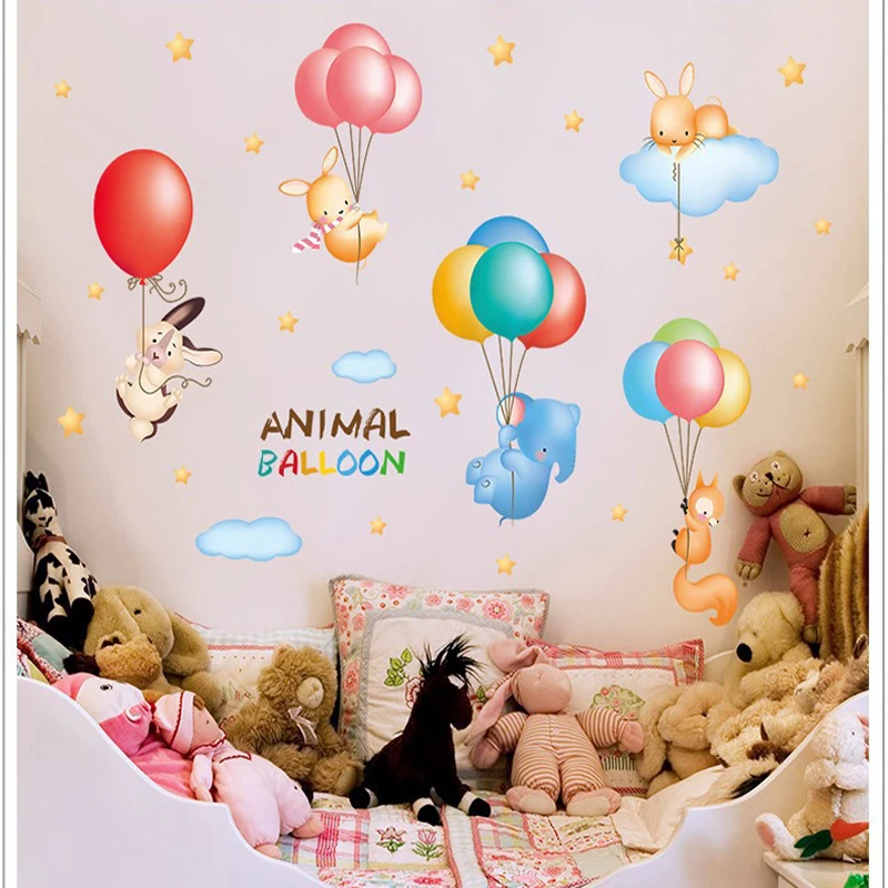 Cartoon Animal Balloon Elephant Rabbit Colorful Wall Stickers for Baby Nursery Room Viryl Decals Home Decoration
Cartoon Animal Balloon Elephant Rabbit Colorful Wall Stickers for Baby Nursery Room Viryl Decals Home Decoration
