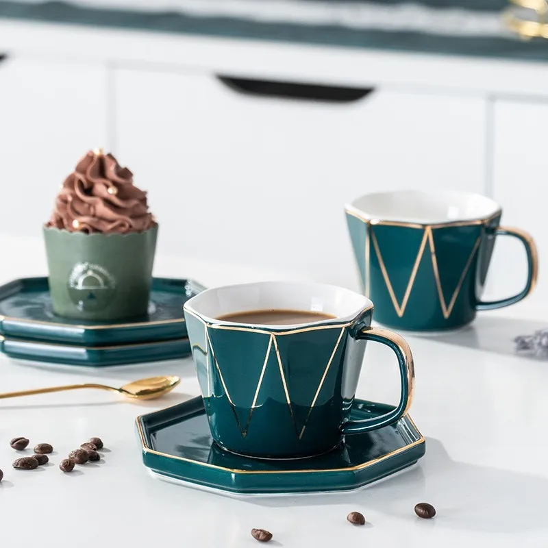 Luxury Breakfast Ceramic Coffee Mug Cup Afternoon Tea Set 180mL with spoon Tray European style Green Blue White Coffee Set
Luxury Breakfast Ceramic Coffee Mug Cup Afternoon Tea Set 180mL with spoon Tray European style Green Blue White Coffee Set