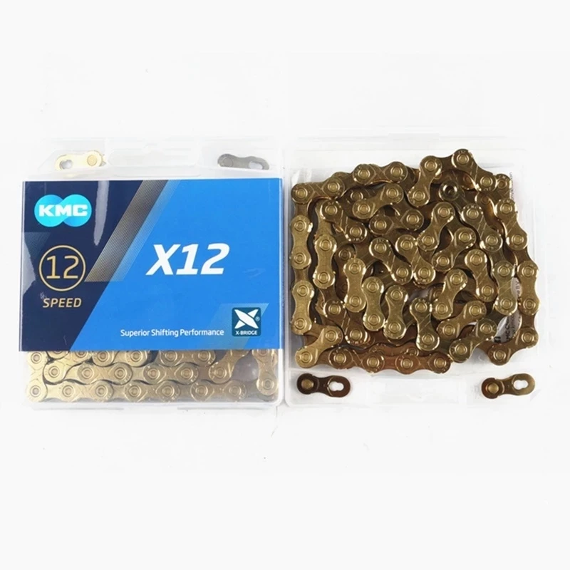 Цепь для горного велосипеда KMC x12 серебристая 12 скоростная цепь 126L s Золотая с