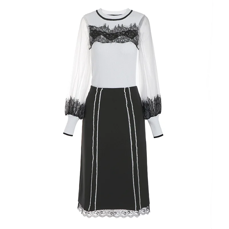 Spring Sexy Mesh Lantern Sleeve Sheer Tops Black Lace Midi Skirts Women 2 Piece Sets Clear Elegant Ladies Two Piece Outfits za
Spring Sexy Mesh Lantern Sleeve Sheer Tops Black Lace Midi Skirts Women 2 Piece Sets Clear Elegant Ladies Two Piece Outfits za
