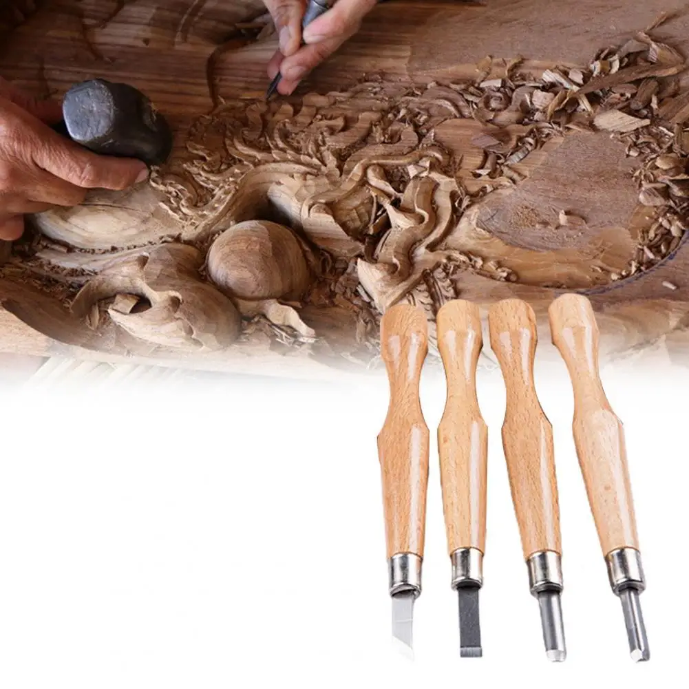 4Pcs Carving Chisels Sharp Labor-saving Wood Handle Assorted Wood Graving Chisel Kit for Wood Crafts
4Pcs Carving Chisels Sharp Labor-saving Wood Handle Assorted Wood Graving Chisel Kit for Wood Crafts