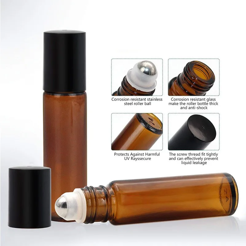 5PCS/Pack 10ml Amber Thin Glass Roll on Bottle Sample Test Essential Oil Vials with Roller Stainless Steel Ball
5PCS/Pack 10ml Amber Thin Glass Roll on Bottle Sample Test Essential Oil Vials with Roller Stainless Steel Ball