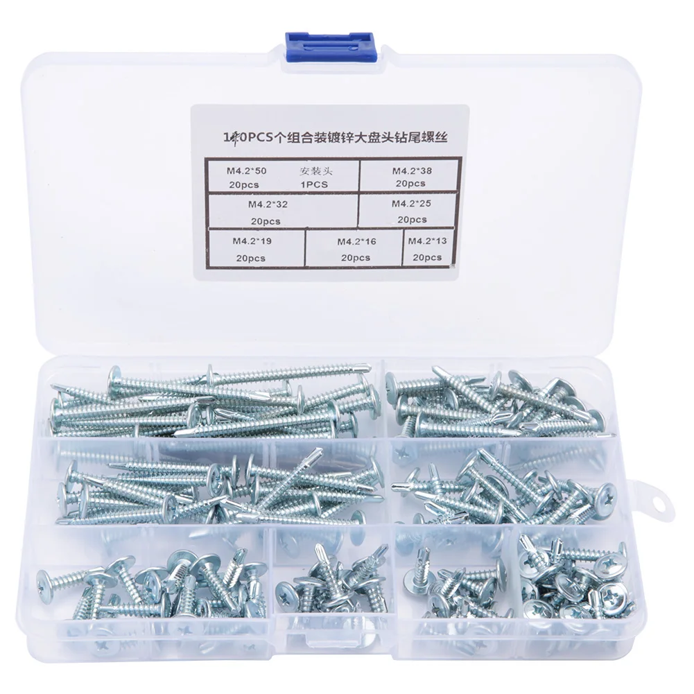 140pcs M4.2 Truss Head Self-drilling Self-tapping Screws Set Drilling Tail Screw
140pcs M4.2 Truss Head Self-drilling Self-tapping Screws Set Drilling Tail Screw