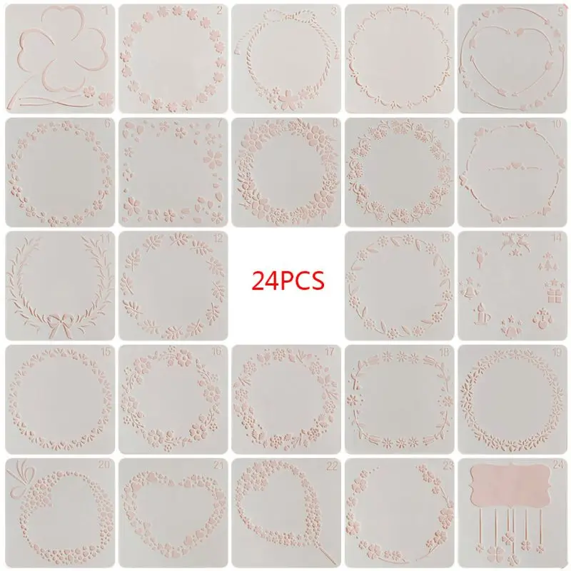 24pcs/set Flower Wreath Drawing Template Ruler Stencil Painting Board DIY Album qyh
24pcs/set Flower Wreath Drawing Template Ruler Stencil Painting Board DIY Album qyh