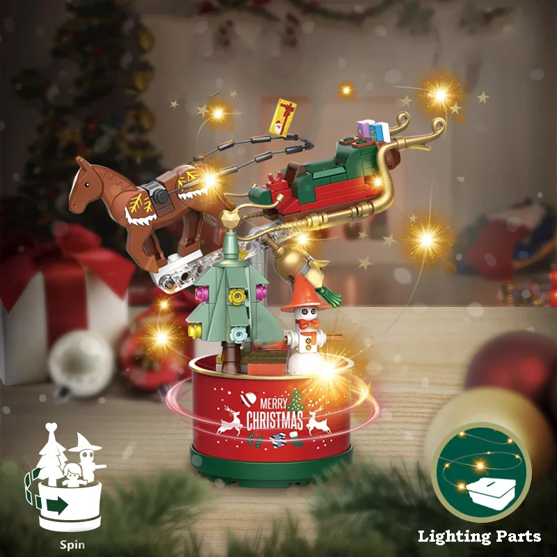 Creative Series Christmas Tree Carriage Rotating Cup Model Building Blocks Xmas Snowman With Lights Figures Bricks Toys Kid Gift
Creative Series Christmas Tree Carriage Rotating Cup Model Building Blocks Xmas Snowman With Lights Figures Bricks Toys Kid Gift