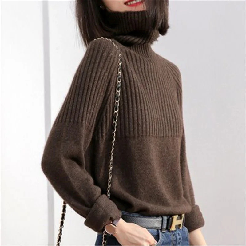 Fall Winter Women's Sweater Turtleneck Pullovers Solid Stretch Striped Sweater Korean Top Casual Knitted Bottoming Clothes Khaki
Fall Winter Women's Sweater Turtleneck Pullovers Solid Stretch Striped Sweater Korean Top Casual Knitted Bottoming Clothes Khaki