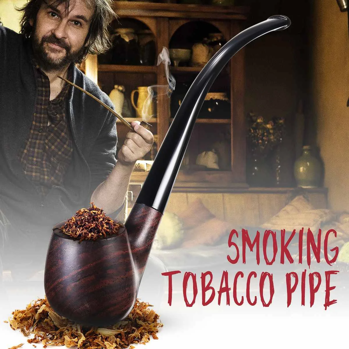Tobacco Cigarettes Ebony Durable Wooden Long Handle Tobacco Smoking Pipe Cigar Pipes Accessories For Boyfriend Father Gift
Tobacco Cigarettes Ebony Durable Wooden Long Handle Tobacco Smoking Pipe Cigar Pipes Accessories For Boyfriend Father Gift